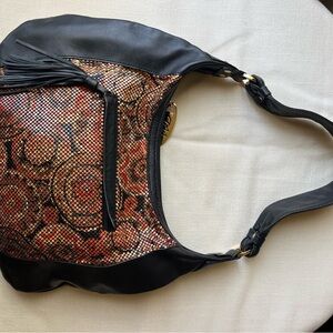 WHITING AND DAVIS BAGS - LEATHER AND METAL MESH SHOULDER BAG